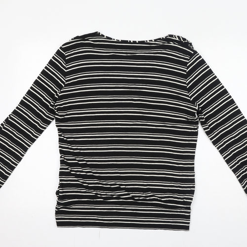 Debenhams Womens Black Striped Viscose Basic T-Shirt Size 18 Cowl Neck