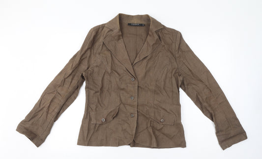 Femme Womens Brown Jacket Blazer Size 14 Button