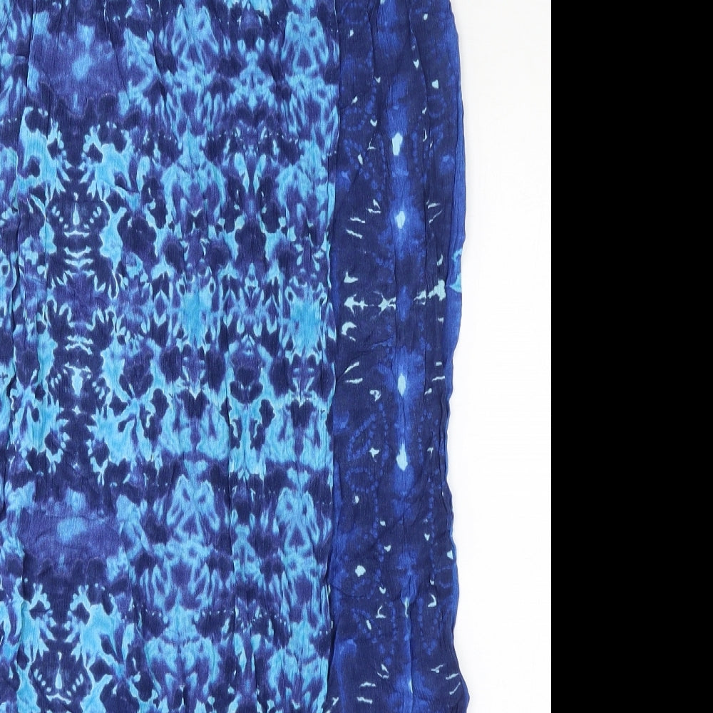 Dorothy Perkins Womens Blue Geometric Viscose Wrap Skirt Size 14 Button
