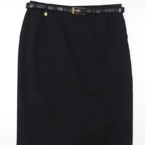 Basler Womens Black Polyester Straight & Pencil Skirt Size 20 Zip - Belt included