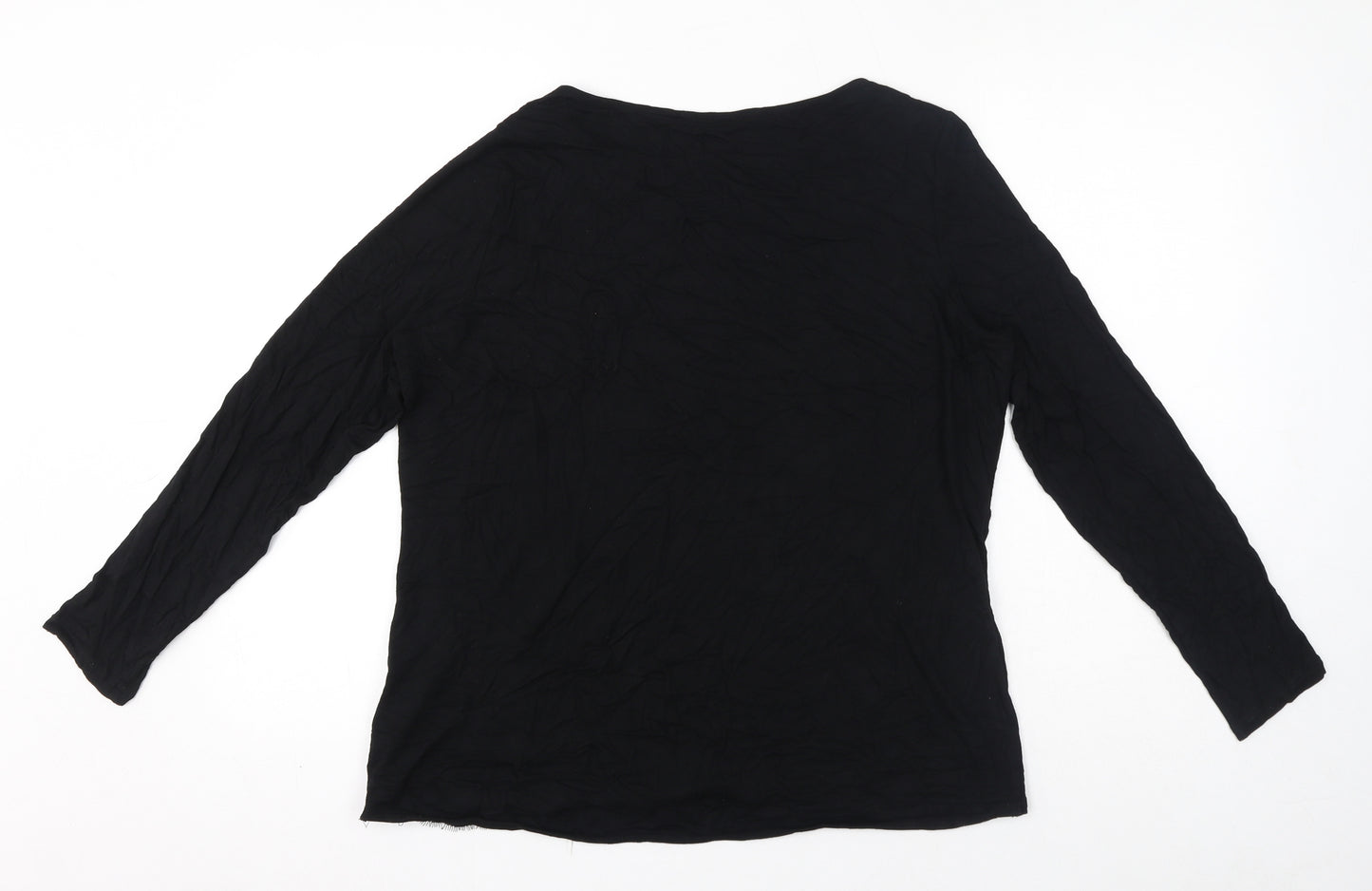 Marks and Spencer Womens Black Viscose Basic T-Shirt Size 16 Round Neck