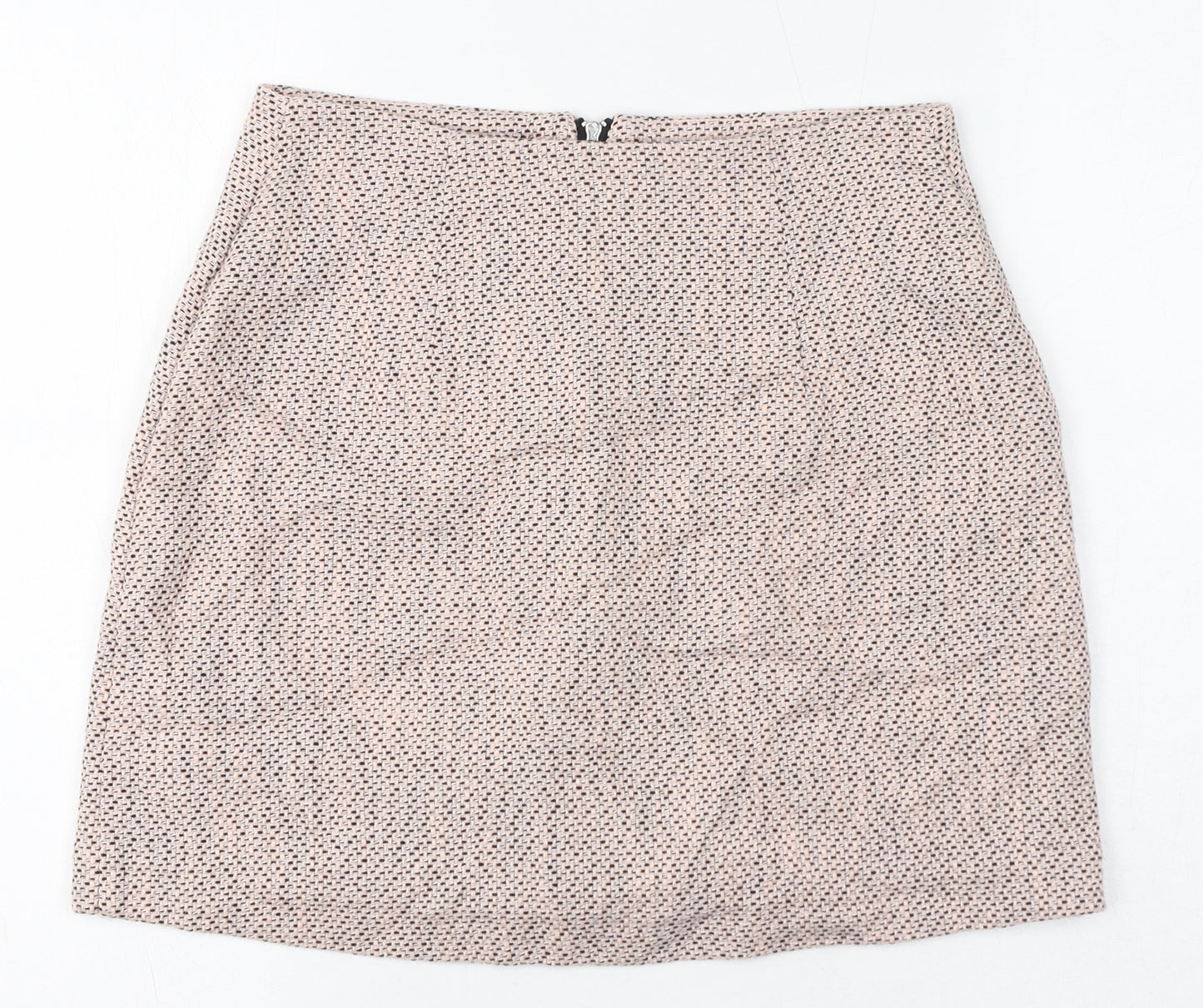 New Look Womens Pink Geometric Cotton A-Line Skirt Size 8 Zip