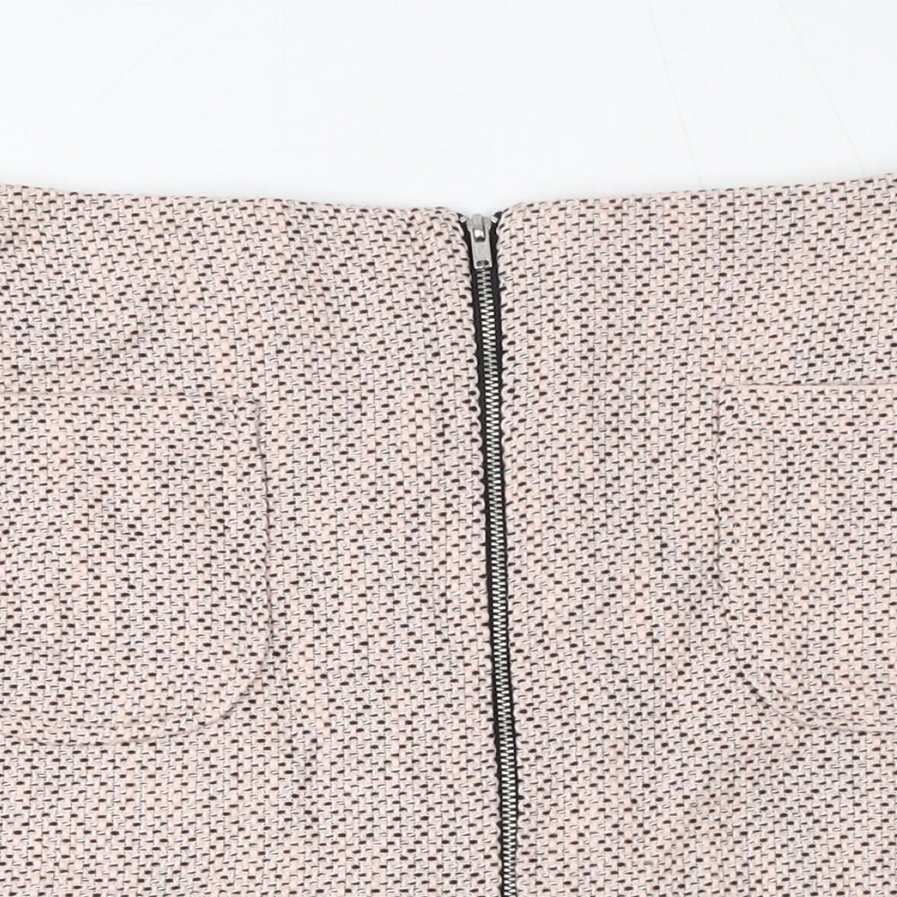 New Look Womens Pink Geometric Cotton A-Line Skirt Size 8 Zip