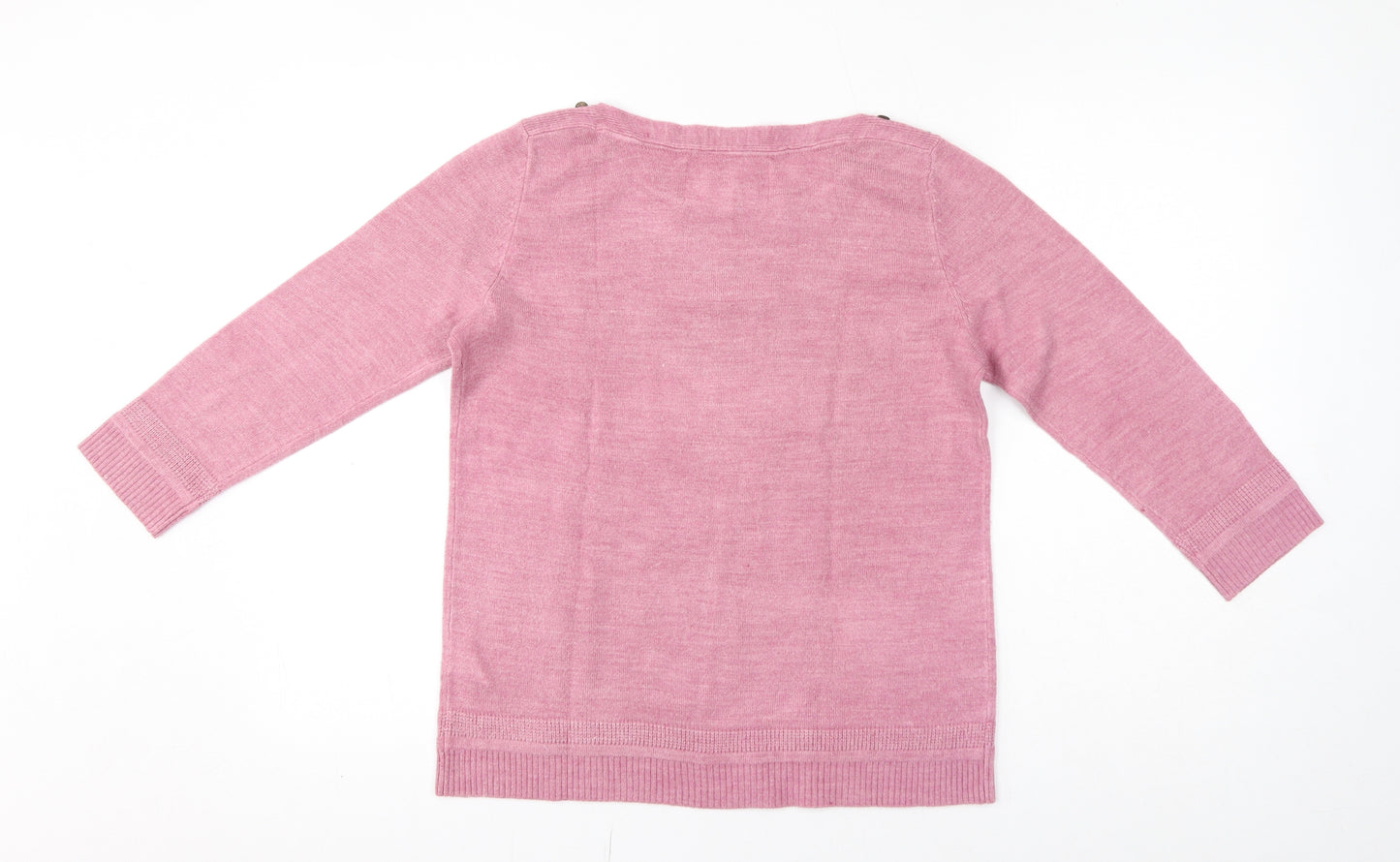 Maine Womens Pink Round Neck Acrylic Pullover Jumper Size 12