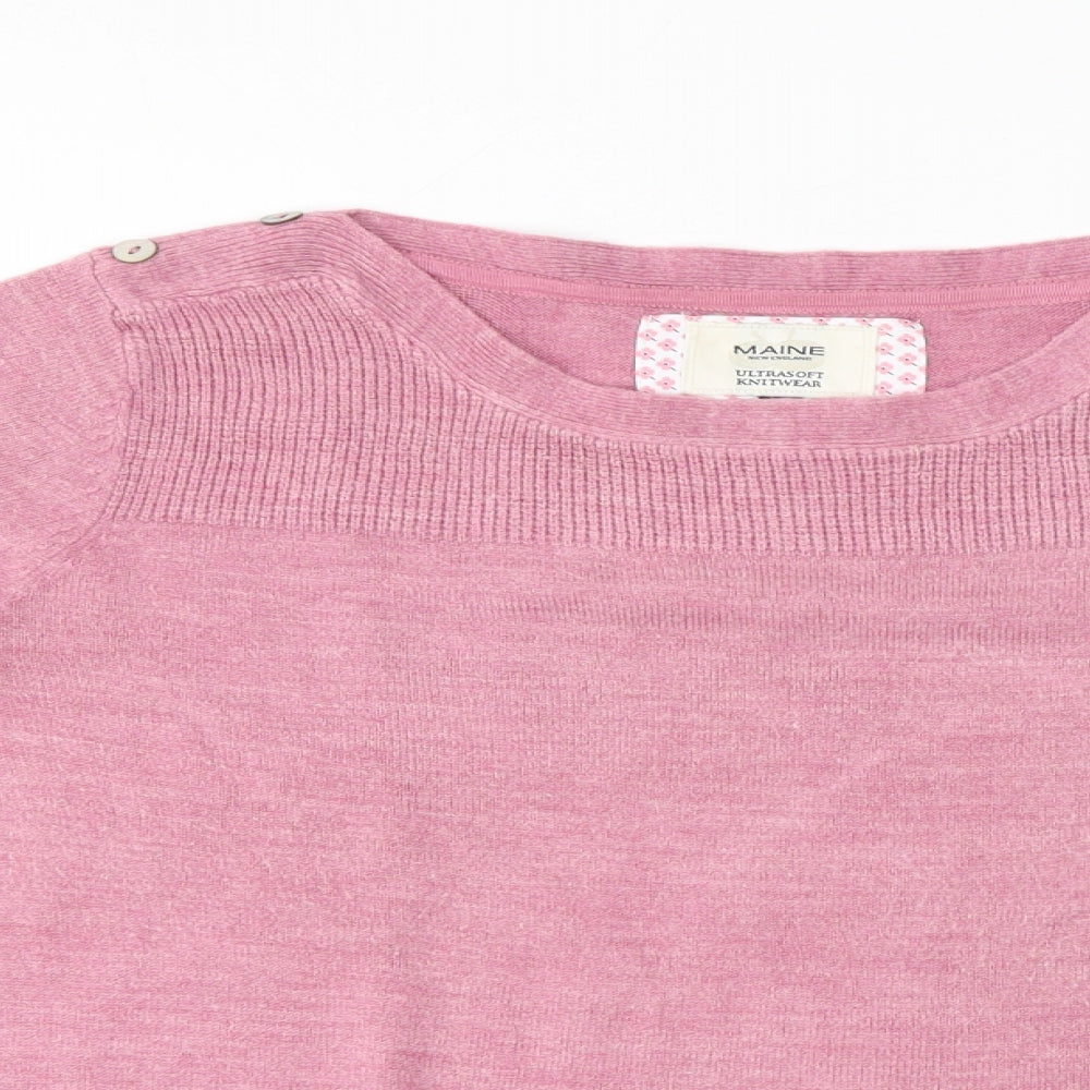 Maine Womens Pink Round Neck Acrylic Pullover Jumper Size 12