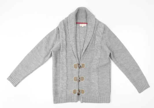 Angel Womens Grey V-Neck Acrylic Cardigan Jumper Size XS - Elbow patches