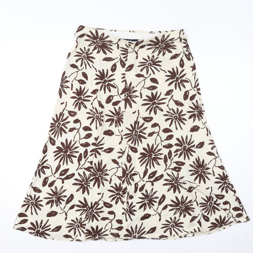 Alexon Womens Ivory Floral Viscose Swing Skirt Size 14