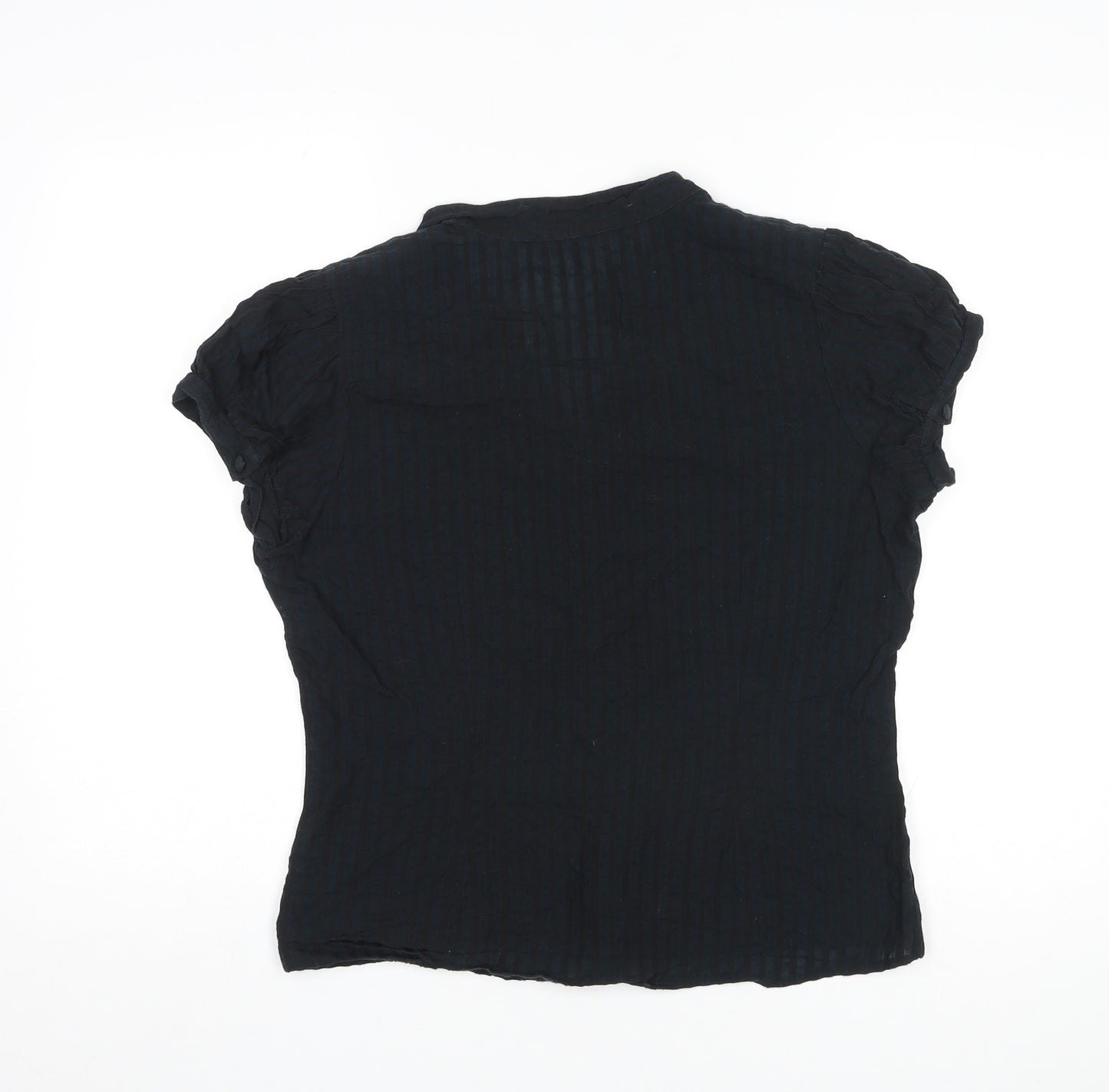 Miss Selfridge Womens Black Viscose Basic Button-Up Size 16 V-Neck