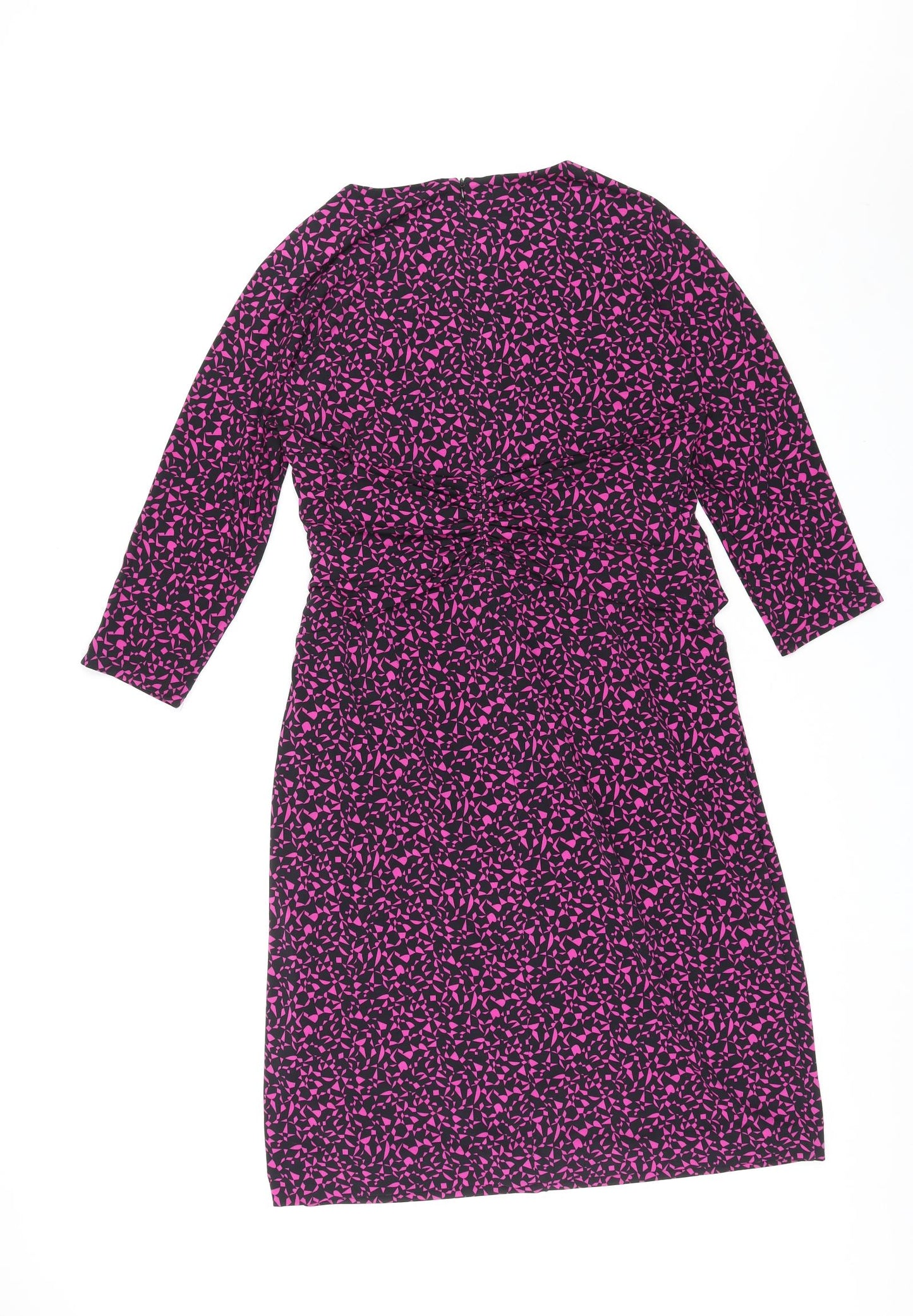 Fenn Wright Manson Womens Purple Geometric Polyester A-Line Size 16 V-Neck Zip