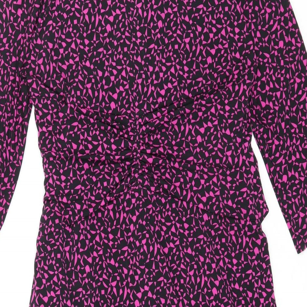 Fenn Wright Manson Womens Purple Geometric Polyester A-Line Size 16 V-Neck Zip