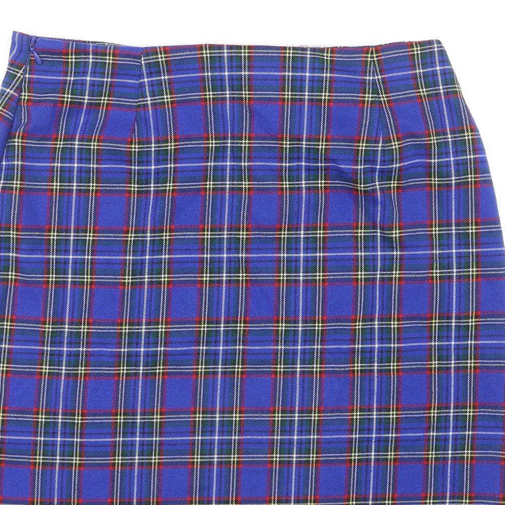 New Look Womens Multicoloured Plaid Polyester A-Line Skirt Size 12 Zip