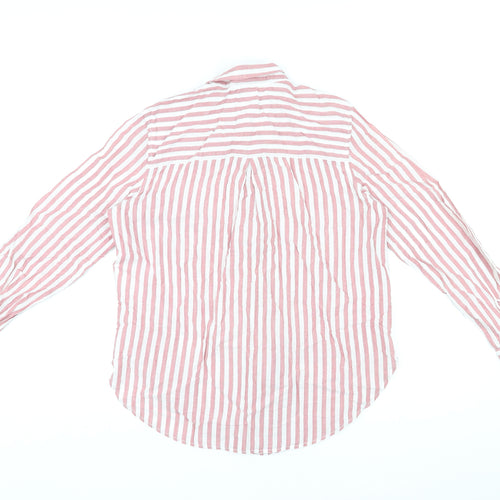 H&M Womens Pink Striped Cotton Basic Button-Up Size 10 Collared