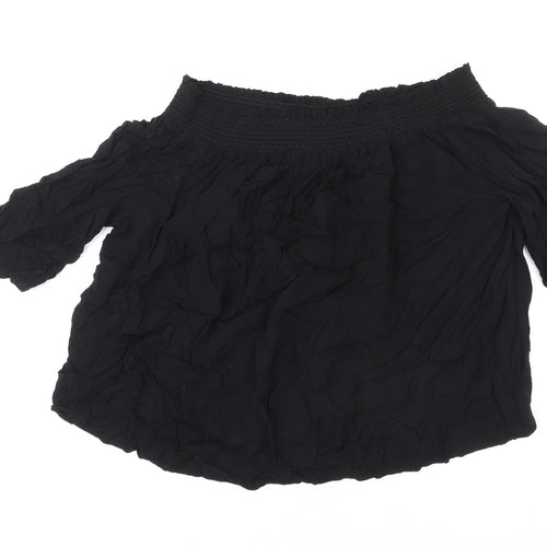Monsoon Womens Black Viscose Basic Blouse Size 18 Off the Shoulder