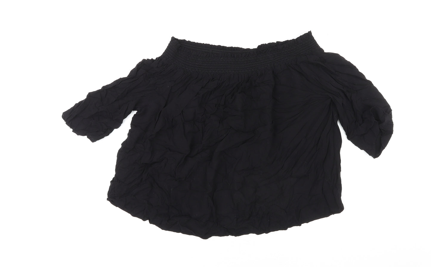 Monsoon Womens Black Viscose Basic Blouse Size 18 Off the Shoulder