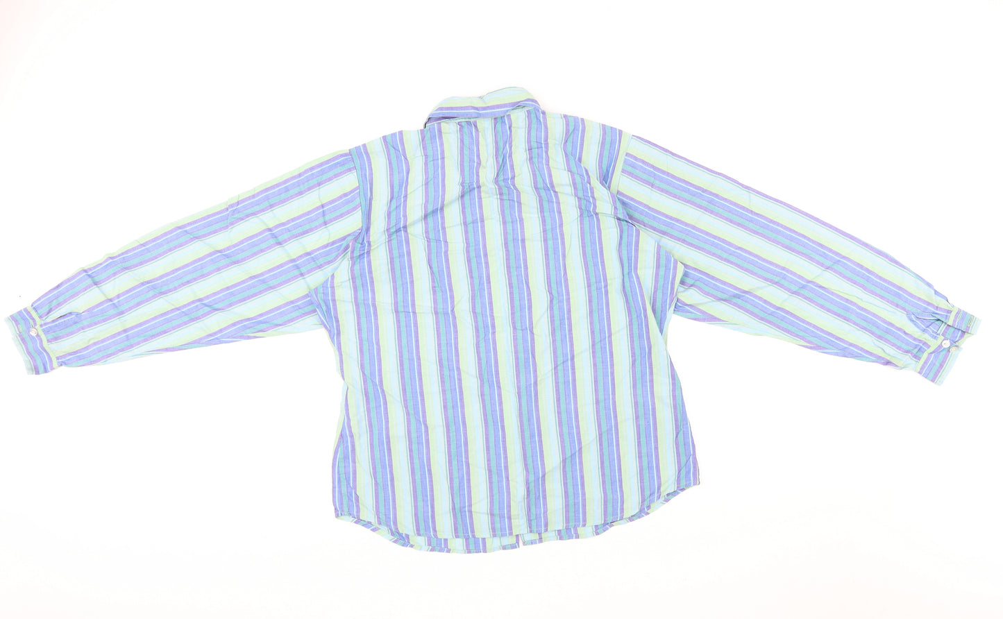 BHS Womens Multicoloured Striped Cotton Basic Button-Up Size 16 Collared
