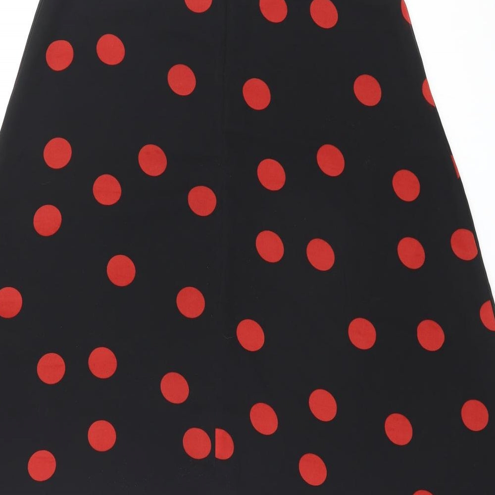 Sosandar Womens Black Polka Dot Polyester A-Line Skirt Size 12 Zip