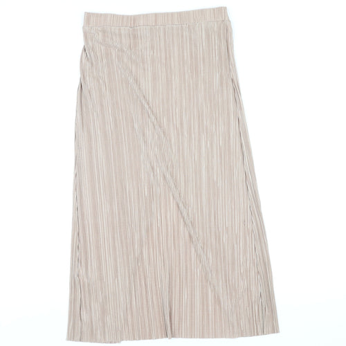 Topshop Womens Beige Polyester Pleated Skirt Size 8