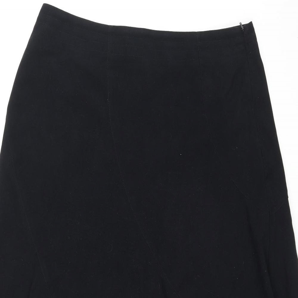 NEXT Womens Black Polyester Swing Skirt Size 16 Zip