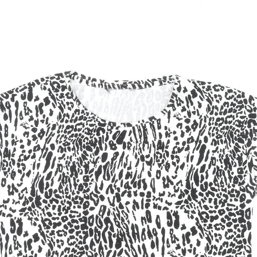 Dorothy Perkins Womens Multicoloured Animal Print Cotton Basic T-Shirt Size 16 Round Neck - Leopard Print