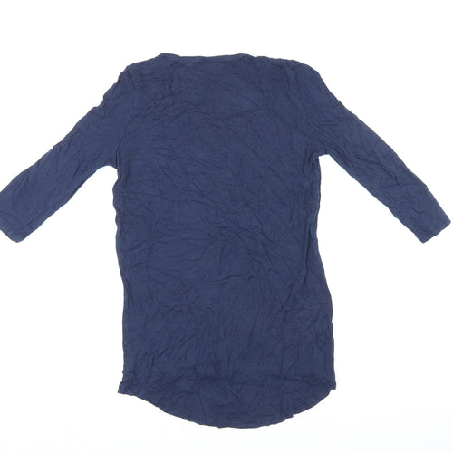 VERO MODA Womens Blue Polyester Basic T-Shirt Size M Round Neck