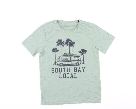 JACK & JONES Mens Green Cotton T-Shirt Size M Crew Neck - South Bay Local