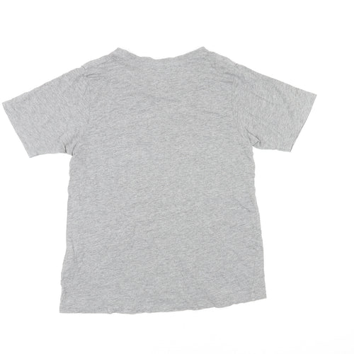 Huffer Womens Grey Cotton Basic T-Shirt Size 8 Round Neck