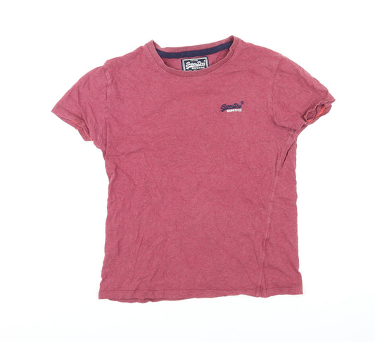 Superdry Womens Red Cotton Basic T-Shirt Size M Round Neck
