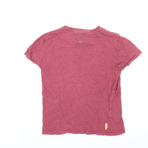 Superdry Womens Red Cotton Basic T-Shirt Size M Round Neck