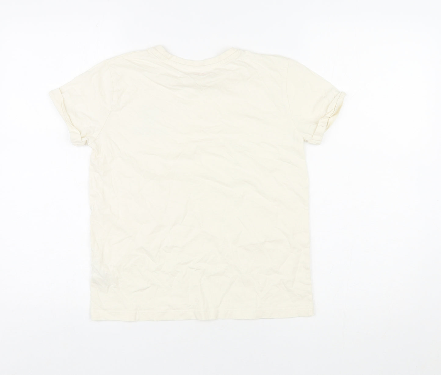 Studio Girls Ivory Cotton Basic T-Shirt Size 10-11 Years Round Neck Pullover