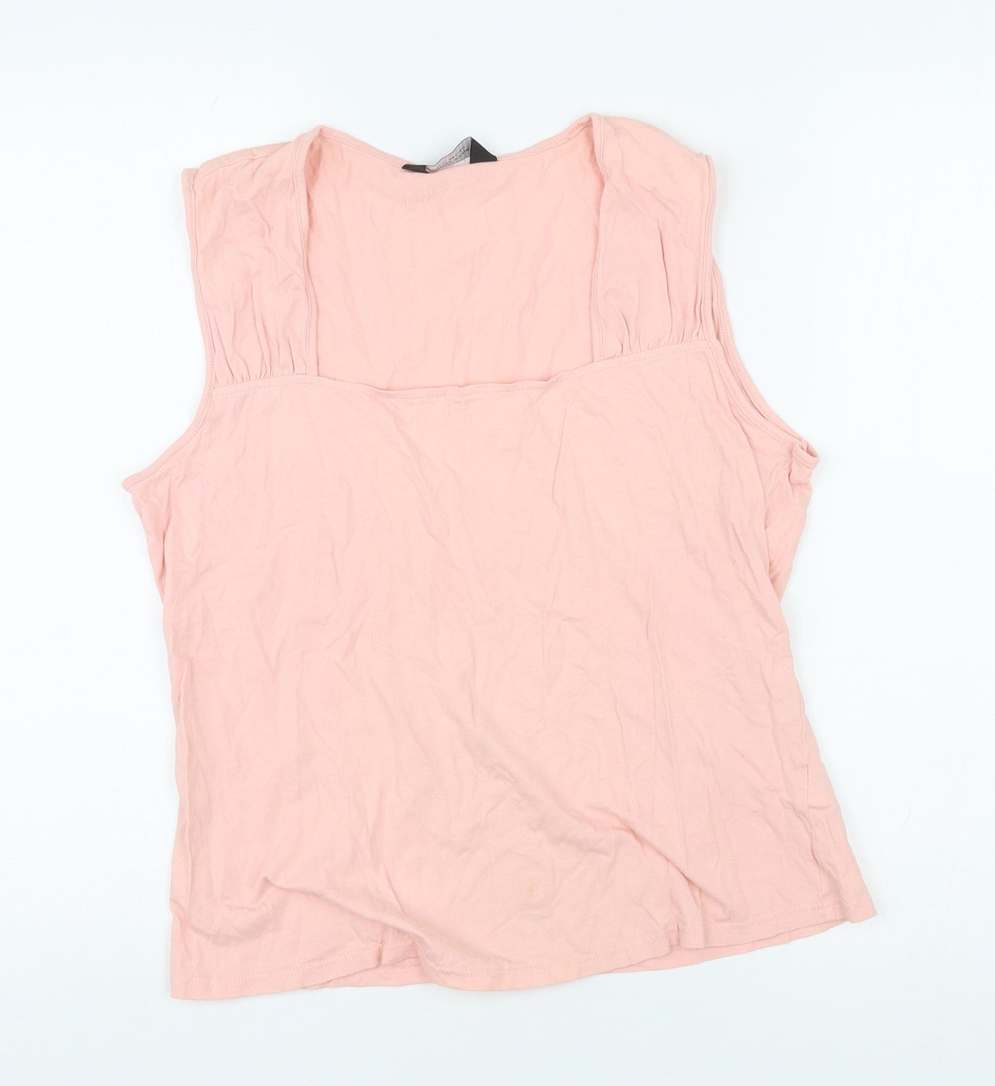 Dorothy Perkins Womens Pink Cotton Basic Tank Size 18 Square Neck
