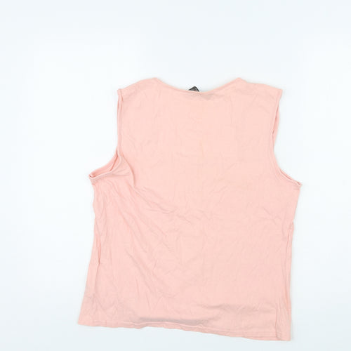 Dorothy Perkins Womens Pink Cotton Basic Tank Size 18 Square Neck