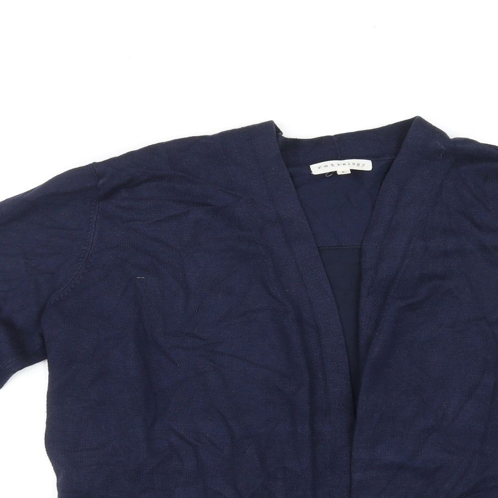Retrology Womens Blue V-Neck Rayon Cardigan Jumper Size L