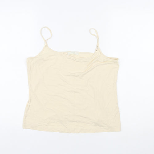 Marks and Spencer Womens Ivory Viscose Basic Tank Size 16 Scoop Neck