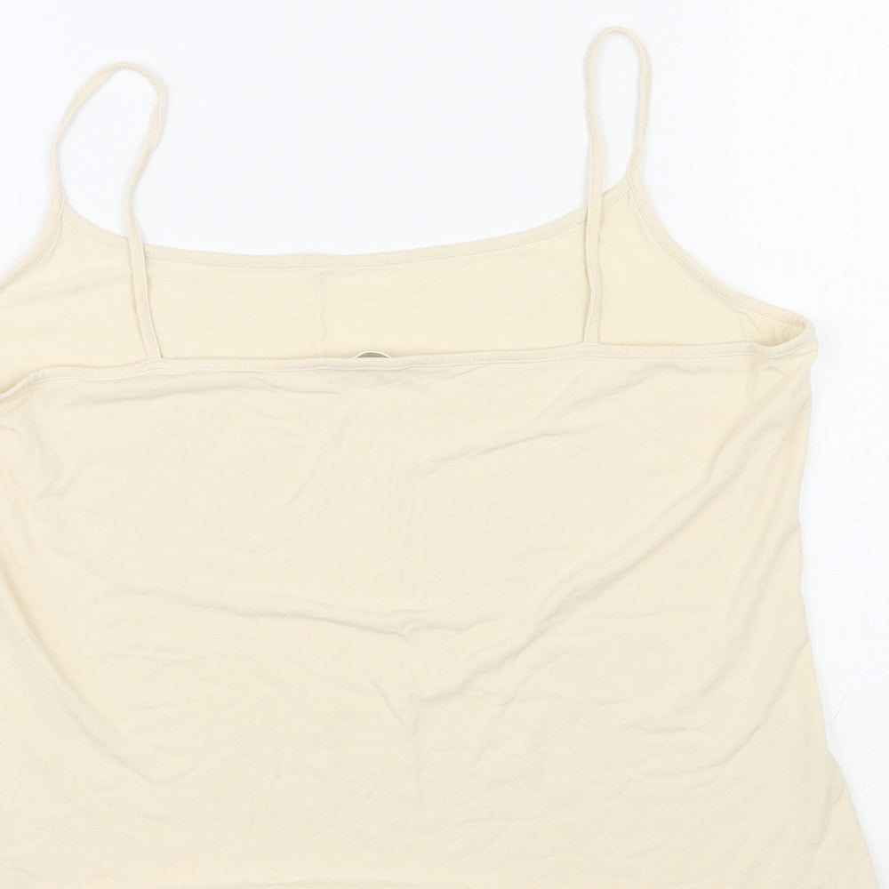Marks and Spencer Womens Ivory Viscose Basic Tank Size 16 Scoop Neck
