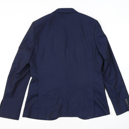 Topman Mens Blue Polyester Jacket Suit Jacket Size 42 Regular
