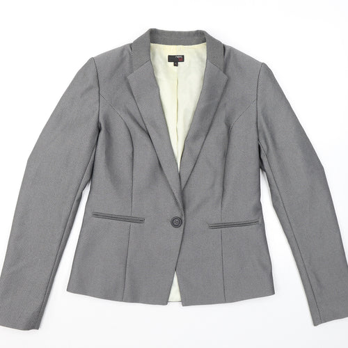 NEXT Womens Grey Polka Dot Polyester Jacket Blazer Size 12