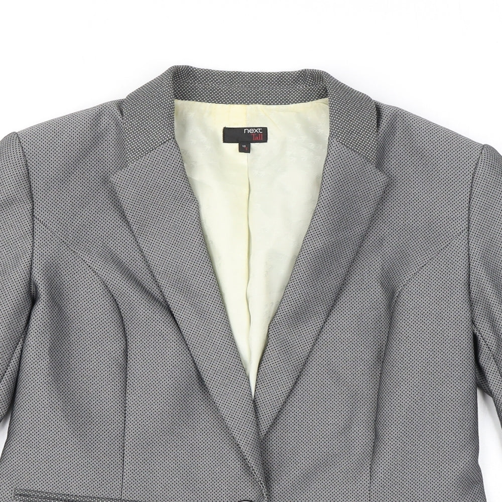 NEXT Womens Grey Polka Dot Polyester Jacket Blazer Size 12