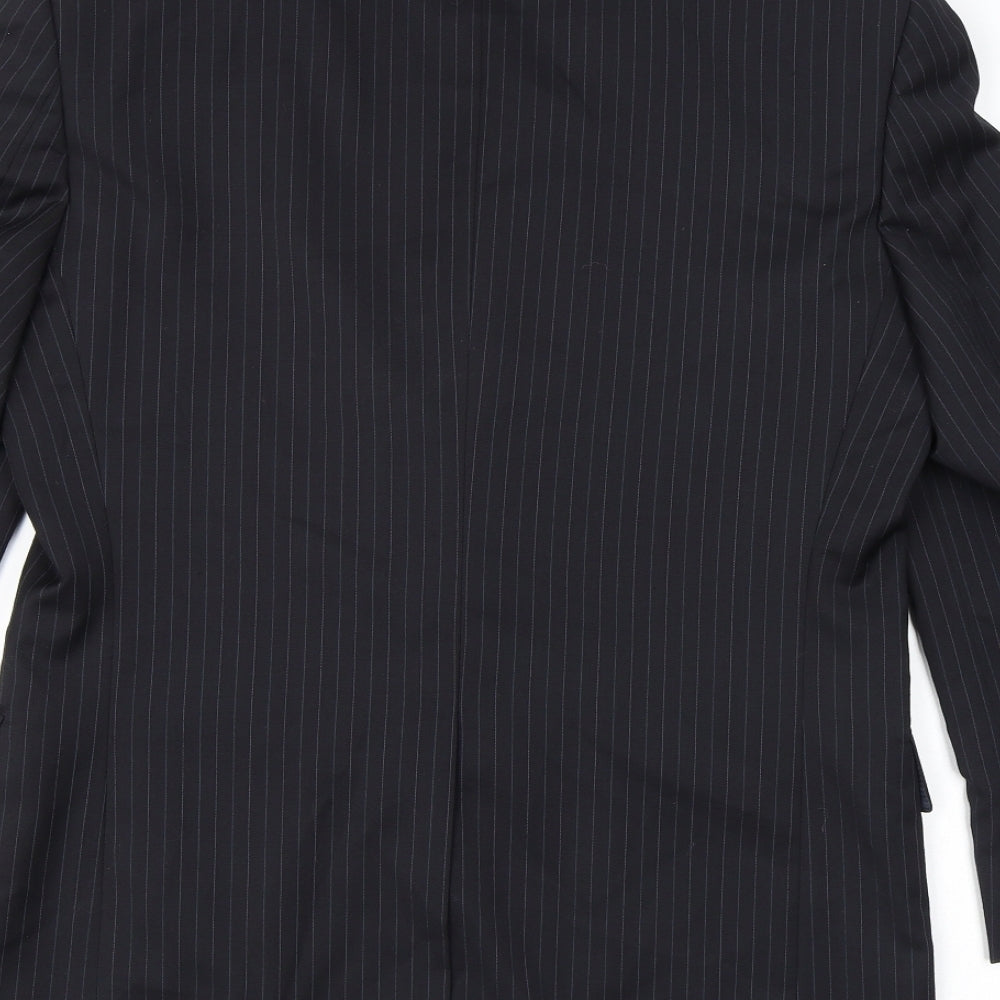 Marks and Spencer Mens Black Striped Wool Jacket Suit Jacket Size 38 Regular