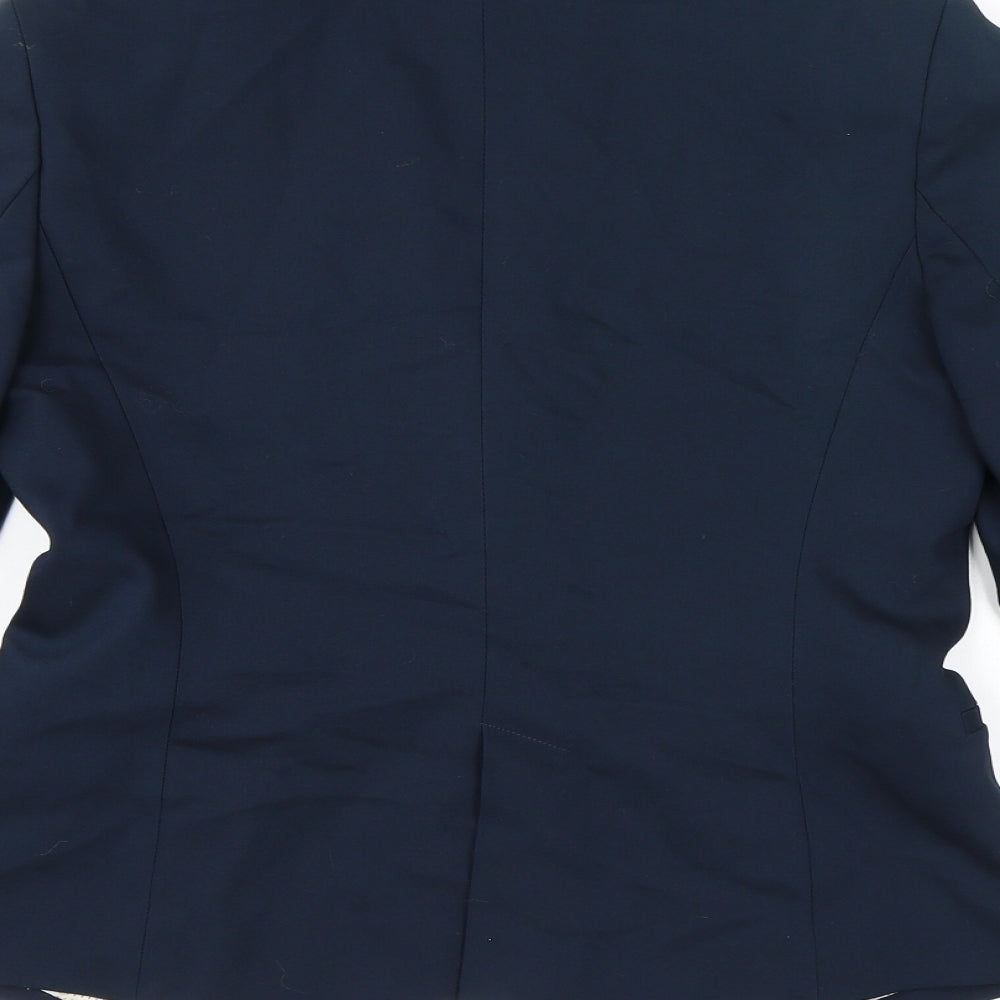 Zara Womens Blue Cotton Jacket Blazer Size L