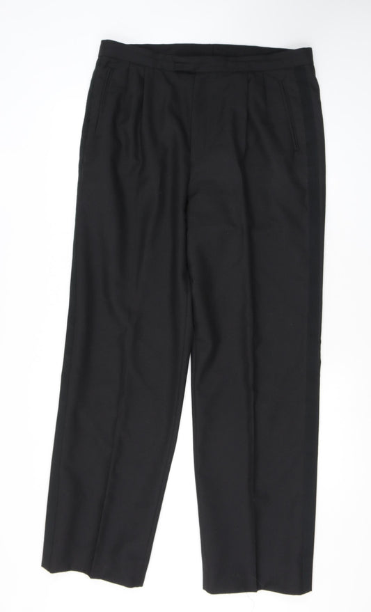 Executex Mens Black Polyester Trousers Size 36 in L31 in Regular Zip