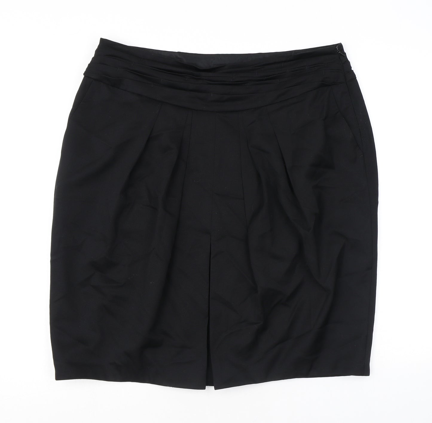 Coast Womens Black Wool A-Line Skirt Size 18 Zip