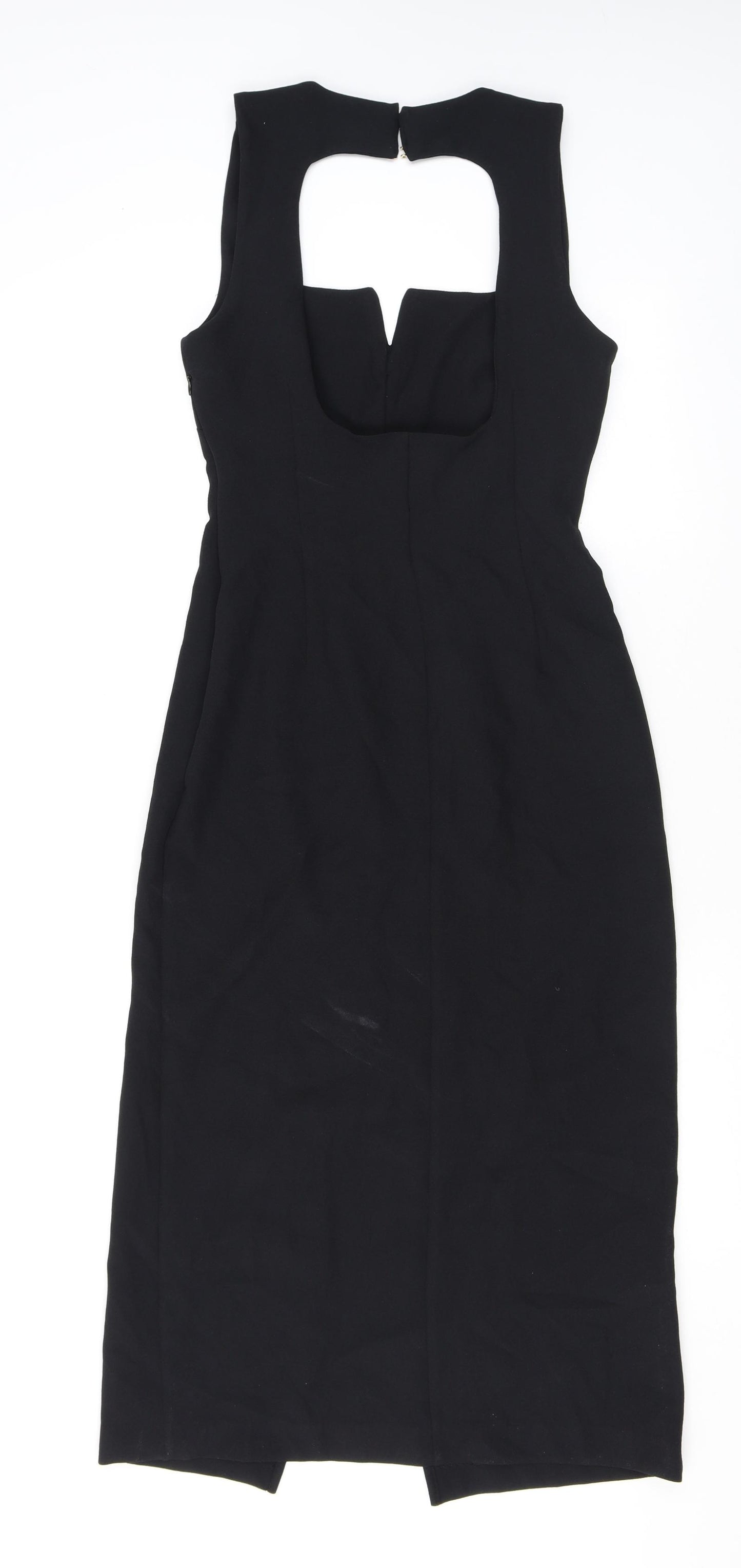Zara Womens Black Polyester Shift Size S Square Neck Zip