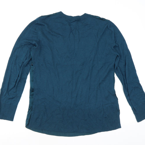 Jigsaw Womens Blue Round Neck Silk Pullover Jumper Size M