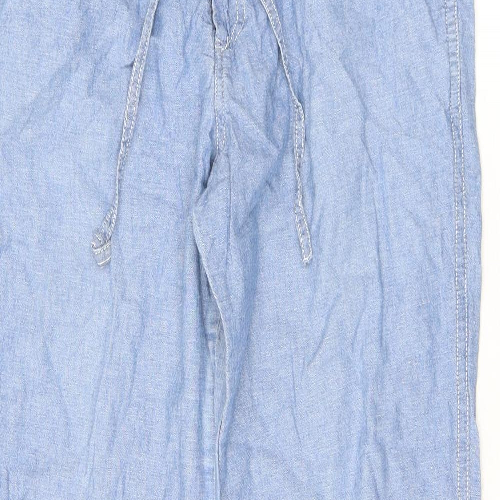 Sweet Poison Womens Blue Cotton Trousers Size M L29 in Regular Zip - Floral Pocket