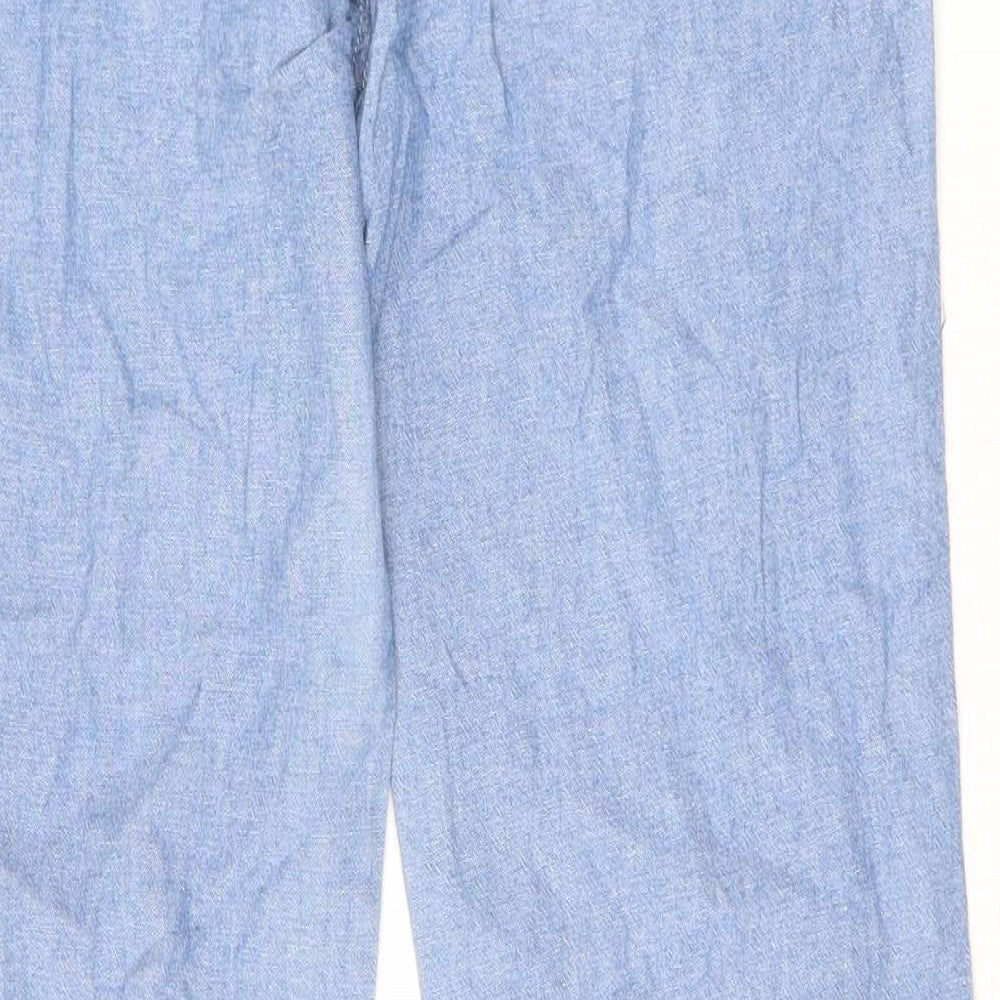 Sweet Poison Womens Blue Cotton Trousers Size M L29 in Regular Zip - Floral Pocket