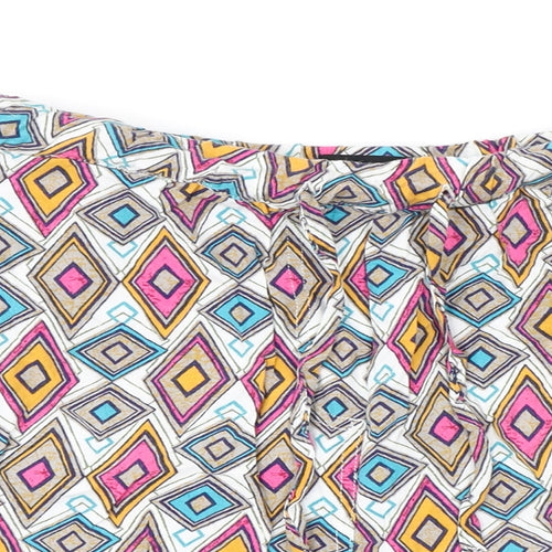 NEXT Womens Multicoloured Geometric Viscose Bermuda Shorts Size 12 L3 in Regular Drawstring
