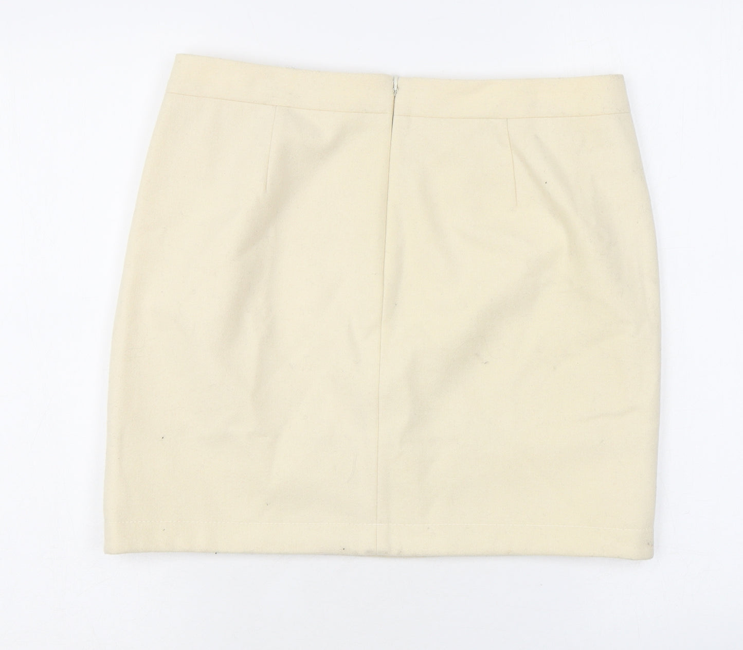 J.CREW Womens Ivory Wool Mini Skirt Size 6 Zip
