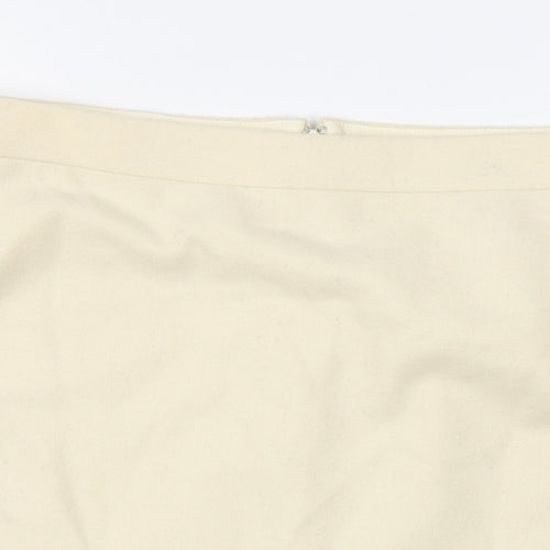 J.CREW Womens Ivory Wool Mini Skirt Size 6 Zip