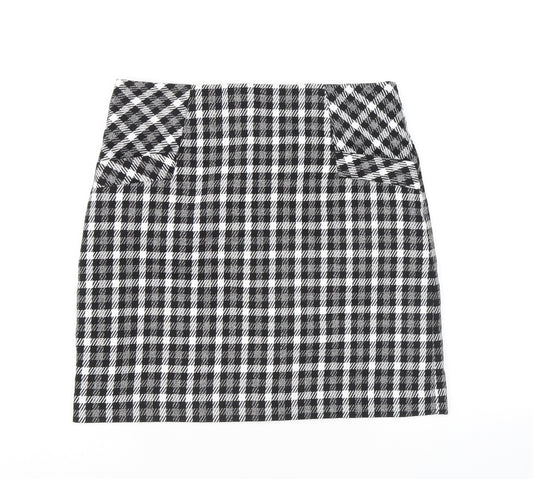 NEXT Womens Black Plaid Polyester Mini Skirt Size 8 Zip