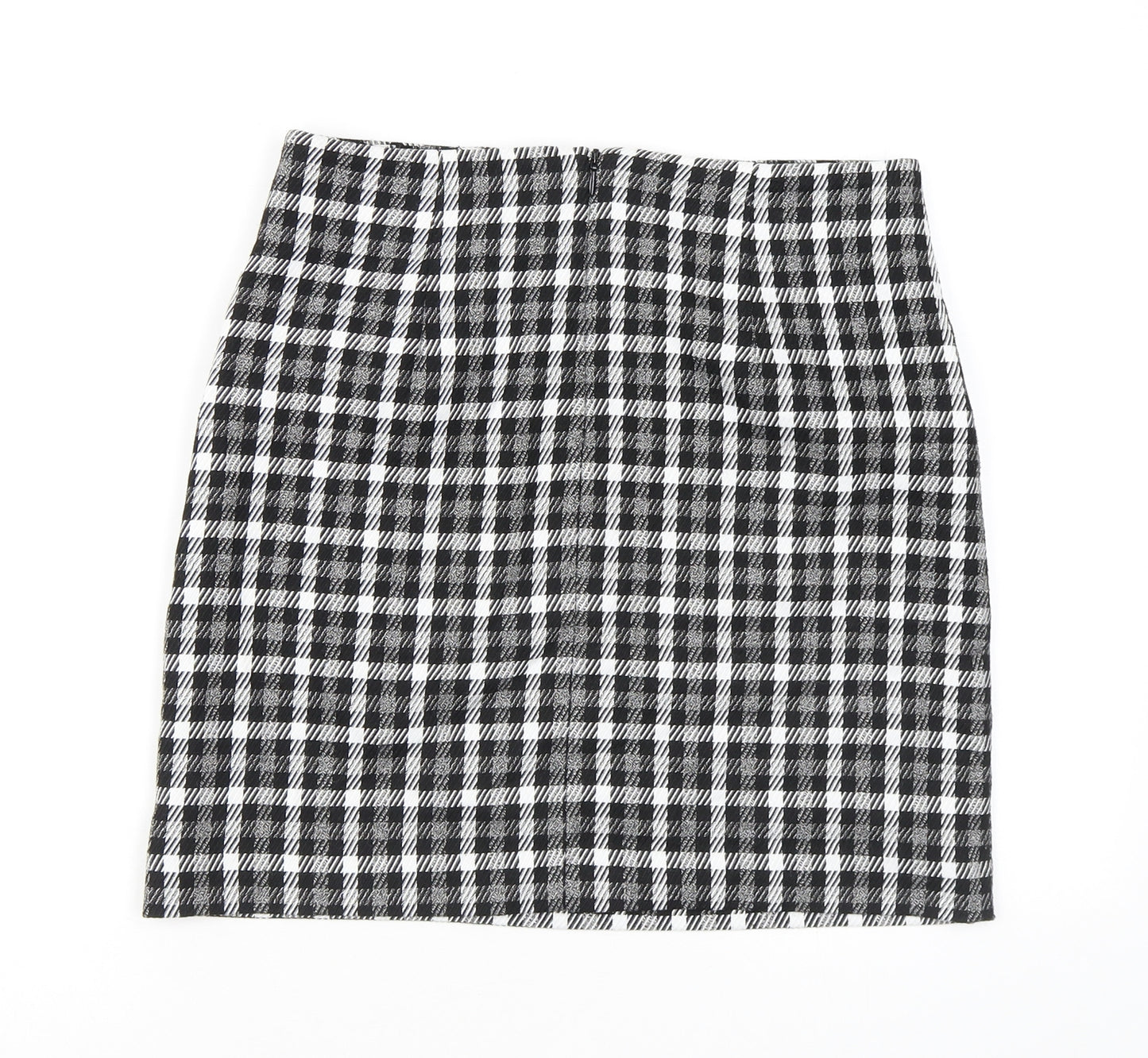 NEXT Womens Black Plaid Polyester Mini Skirt Size 8 Zip